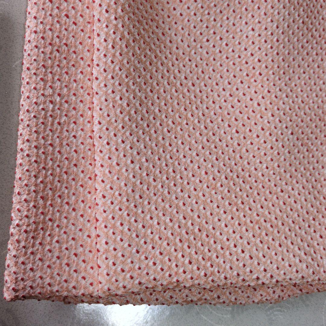 七五三３歳正絹総絞り手縫いの被布（サーモンオレンジ）中綿無し