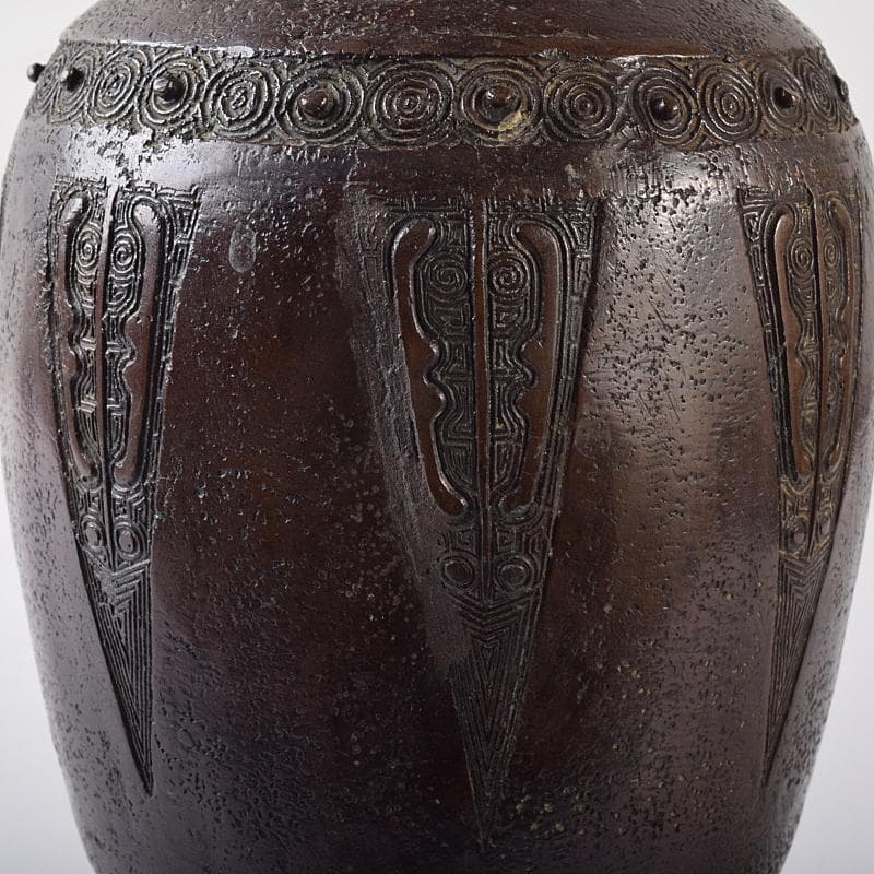 中国 大明宣徳年製 古銅宣徳銅 神獣双耳瓶 花