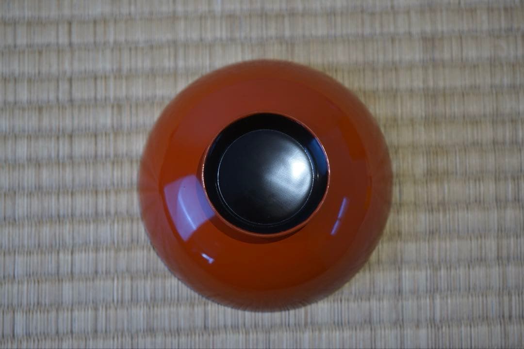 能登輪島塗 銘 玉峯 朱漆 根引松見返翁蒔絵 吸物椀 2客/ 木製漆器 茶懐石