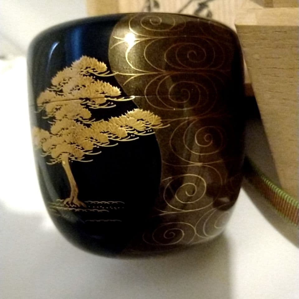 茶道具 荒井正春 中金の棗 共箱つき 抹茶 茶入れ