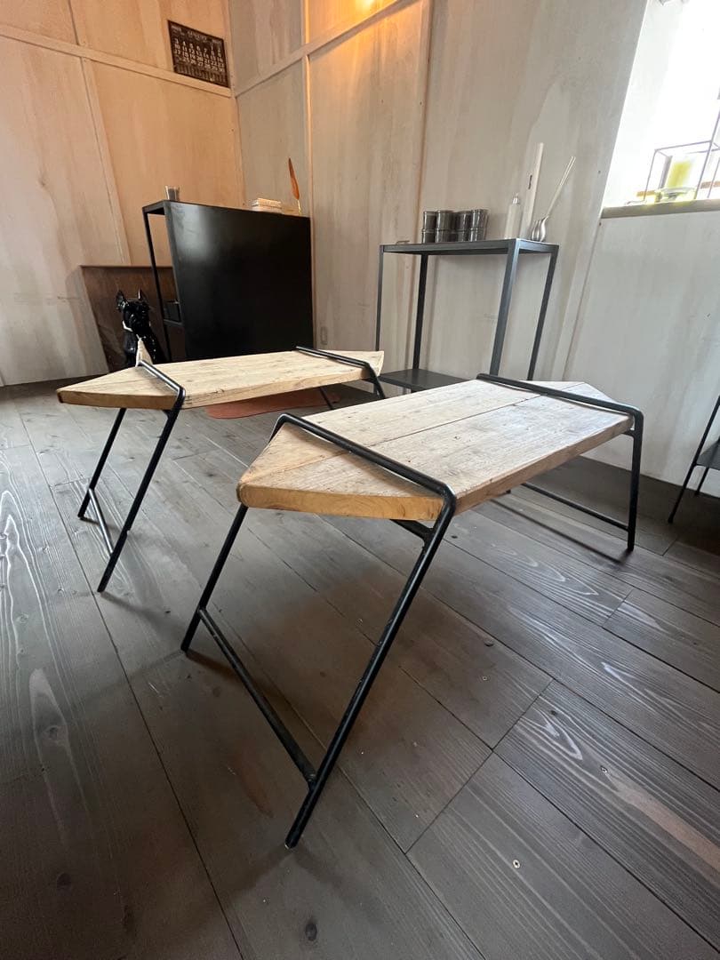 アイアン ベンチ 足場板（古材） アンティーク 送料込み アイアン