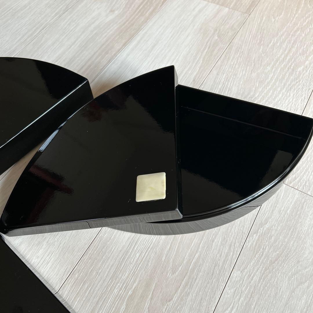 おしゃれな漆の重箱 漆器 工芸品 ベトナム 作家作品 和食器 モダン　ブラック