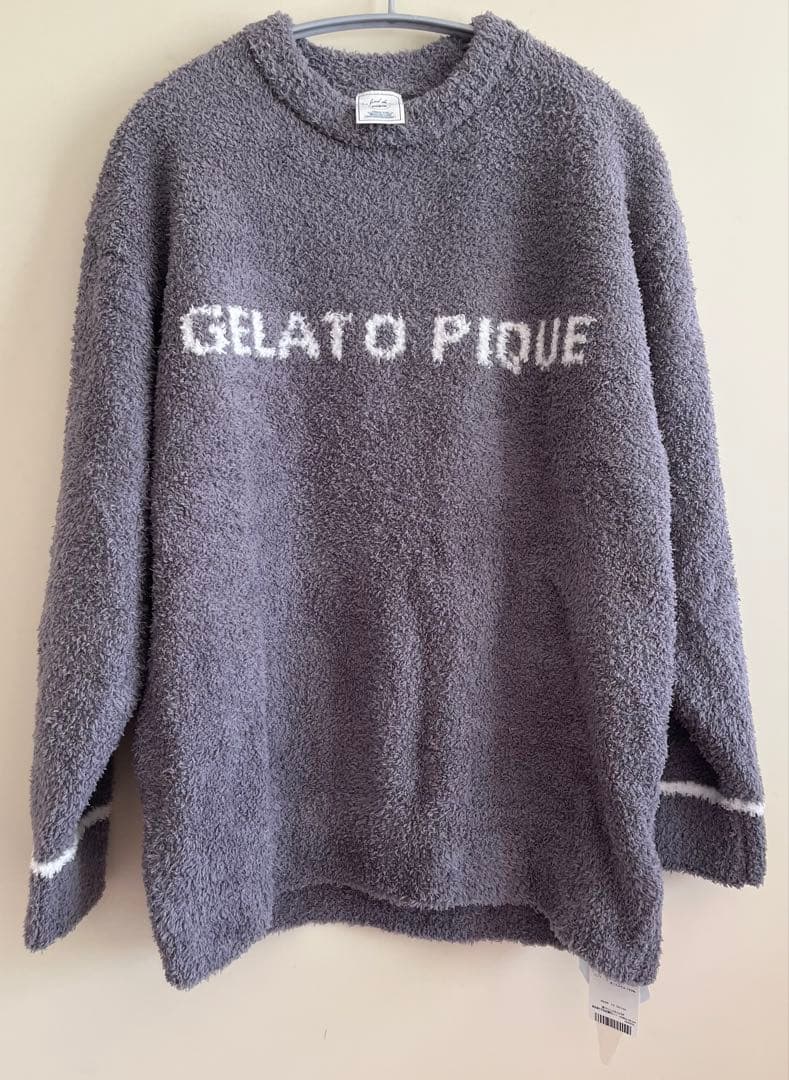 ジェラートピケ　ルームウェア　上下セット　グレー　ロゴ　ボーダー　パンツ