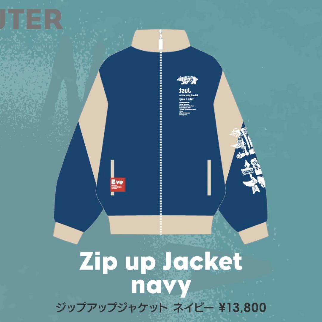Eve 花嵐 ジップアップジャケット ブルゾン ネイビー