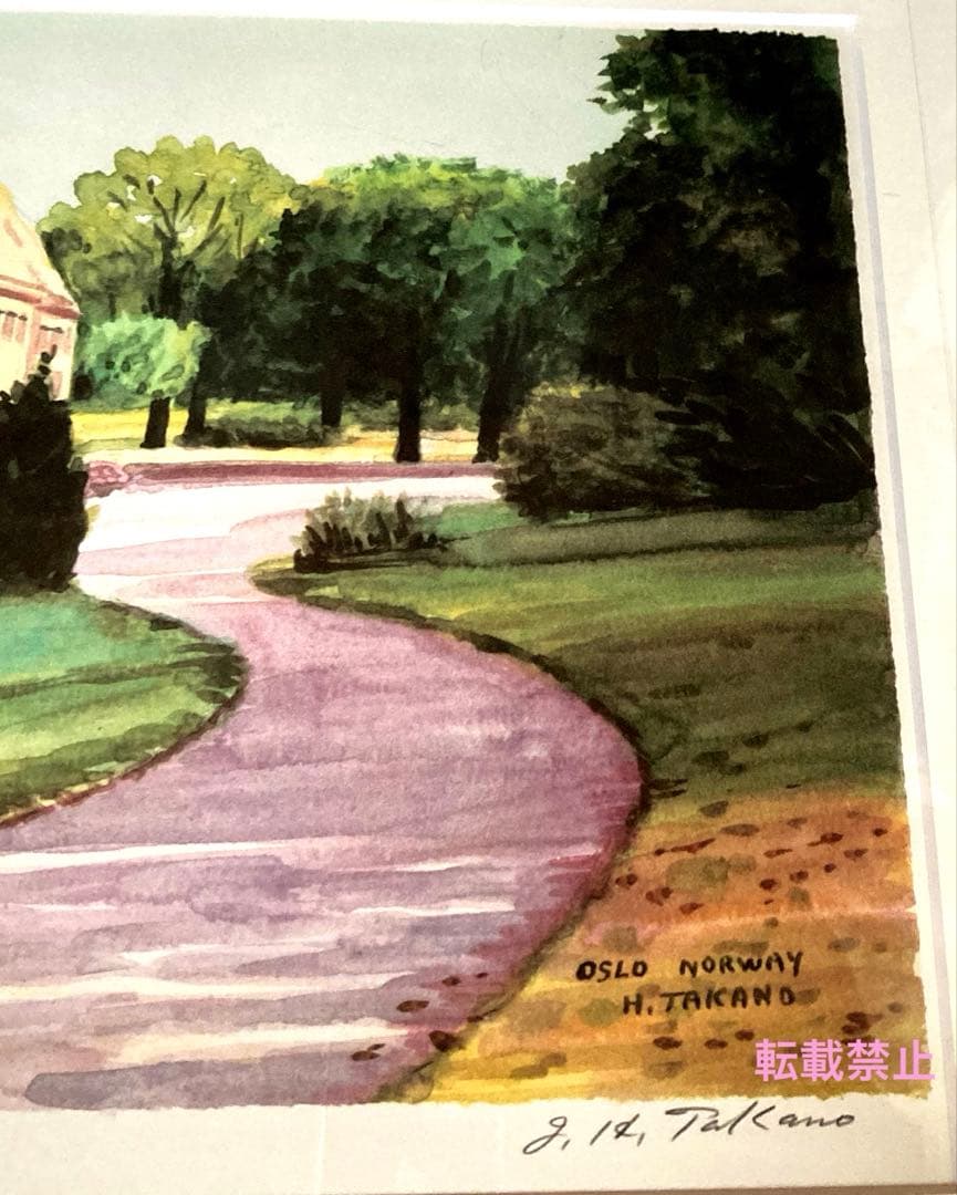 高野　譲　着色リトグラフ「オスロノルウェイ」