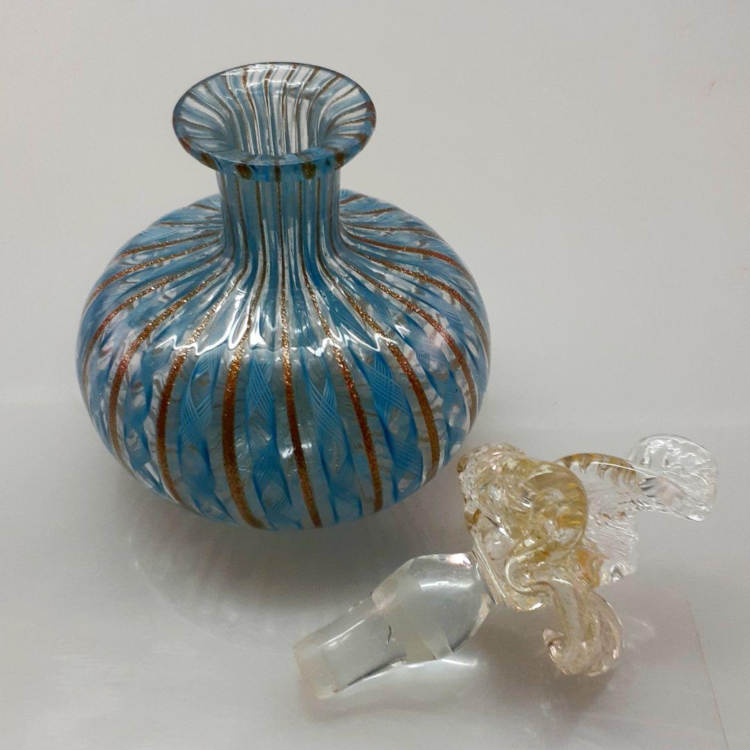 MURANO GLASS ムラノ 金彩 花蓋 香水瓶 パフュームボトル