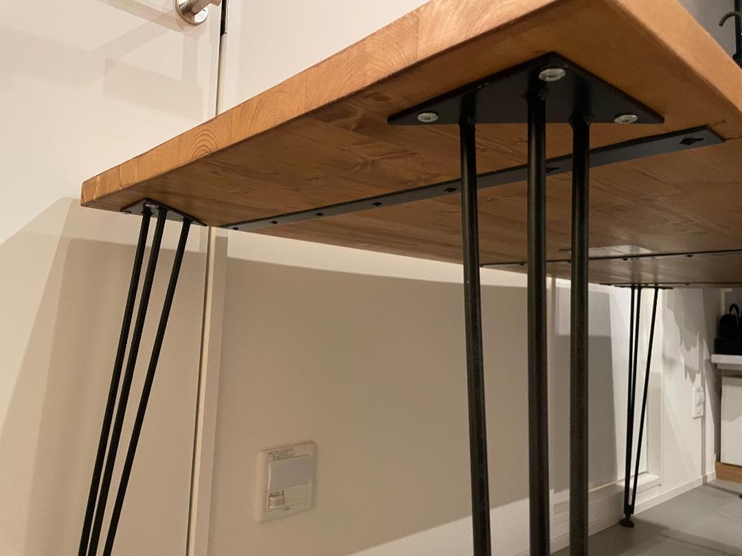 天然木ダイニングテーブル スチール脚