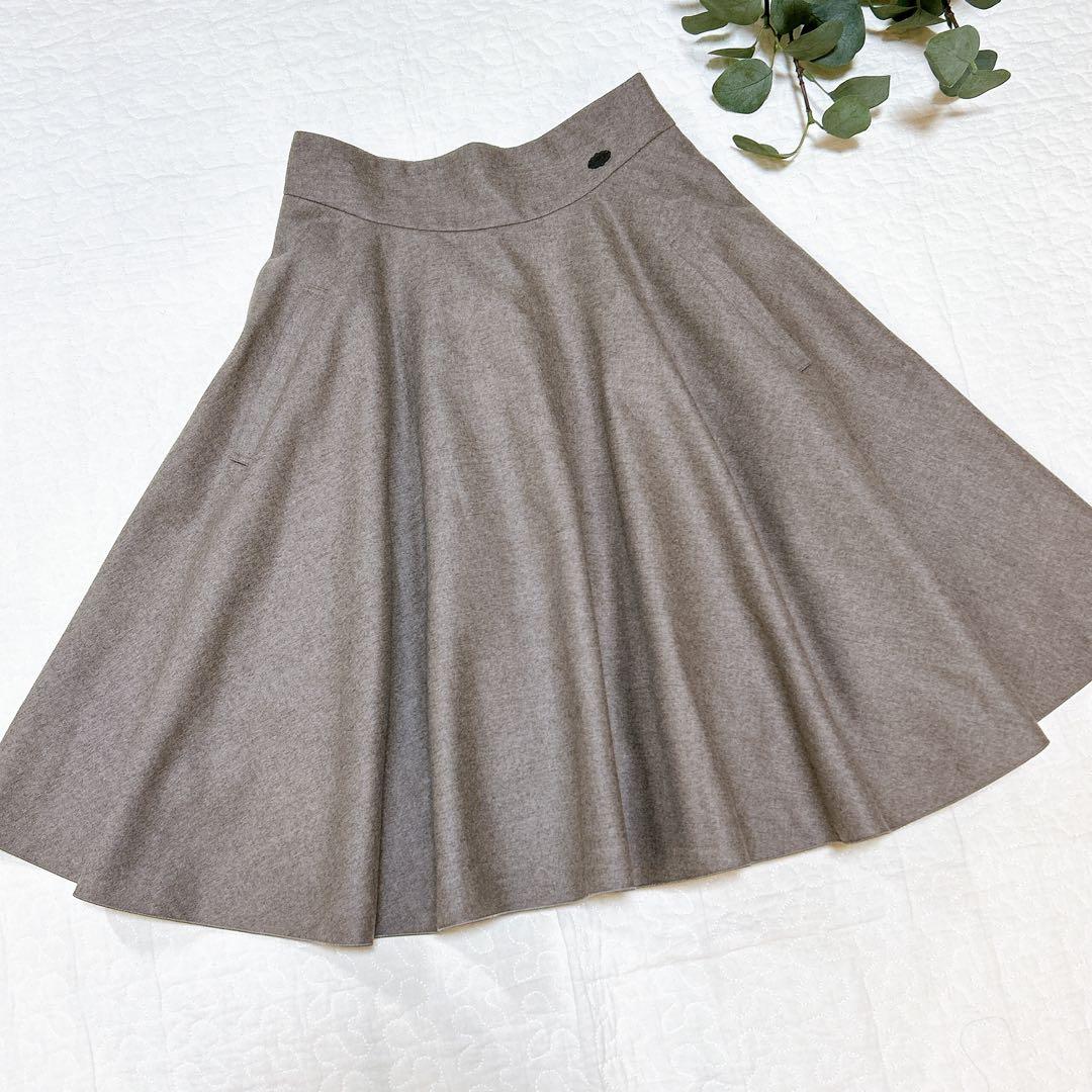 フォクシー ウールフレアスカート ロゴプレート フルブロッサム 38