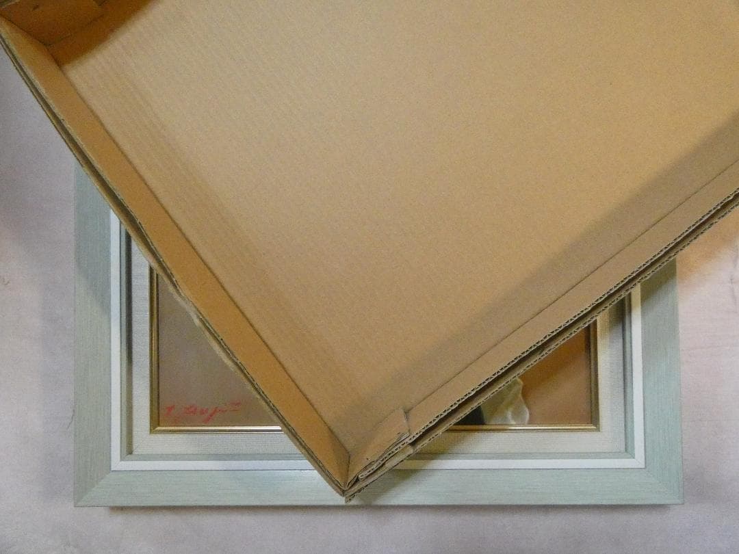 絵画　油絵 人物 藤井勉「微風」 サイン 額装済み 肉筆手描き F6