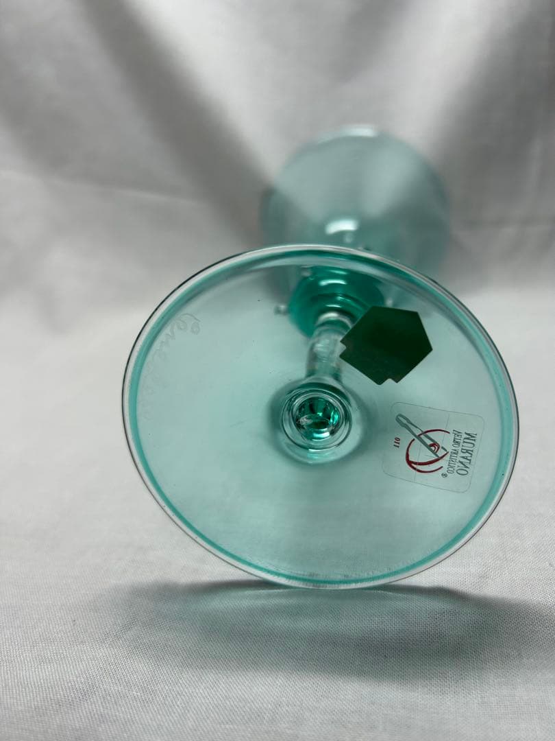 ベネチアングラス ブライトグリーン透明ガラスフラワーベース Vetri製