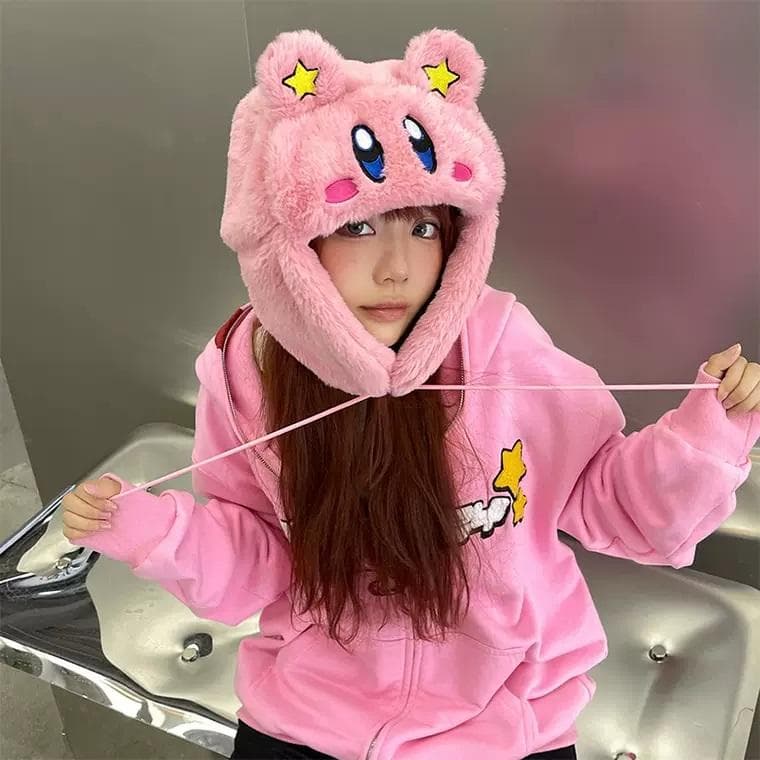 KAKAZZY 帽子 ニット帽 ビーニー 耳当て キャップ コスプレ カービィ