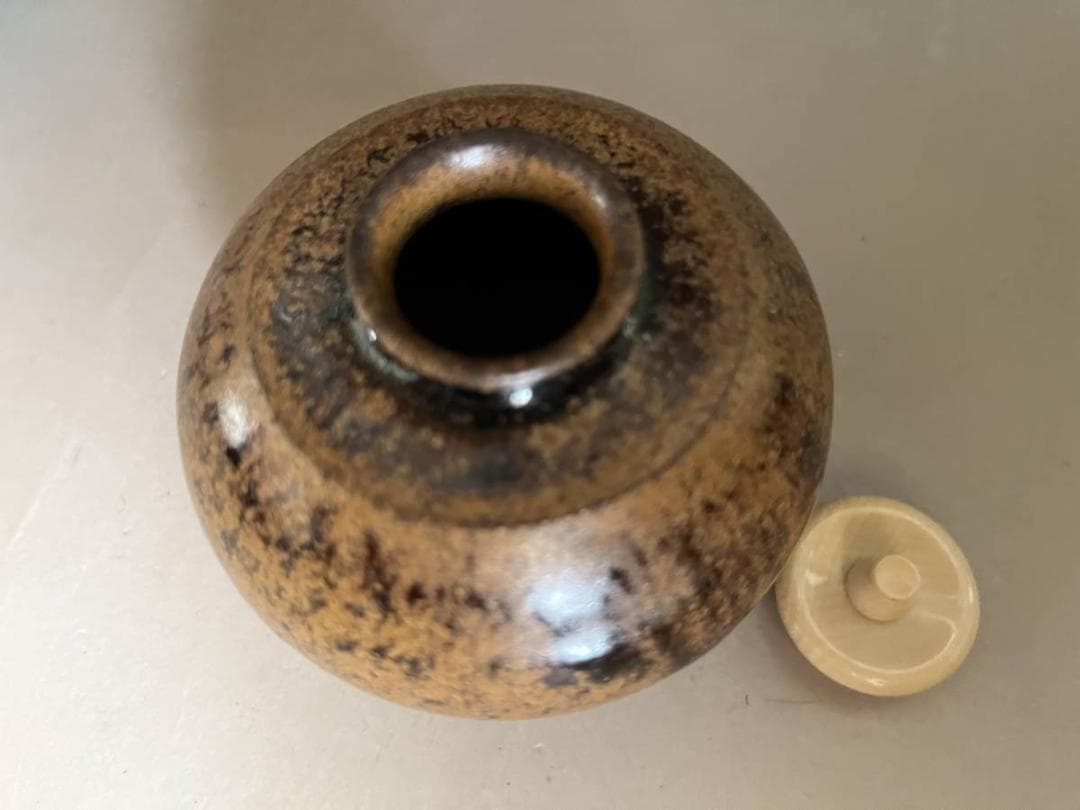 茶入れ□文琳型 糸切り高台 仕覆 桐共箱付 茶