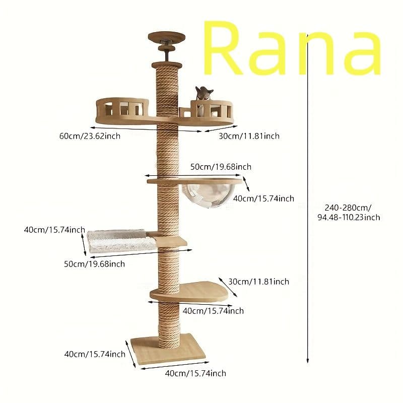ンギングベッド＆展望デッキ- 木製室内クライミング家具猫用 - 頑丈な