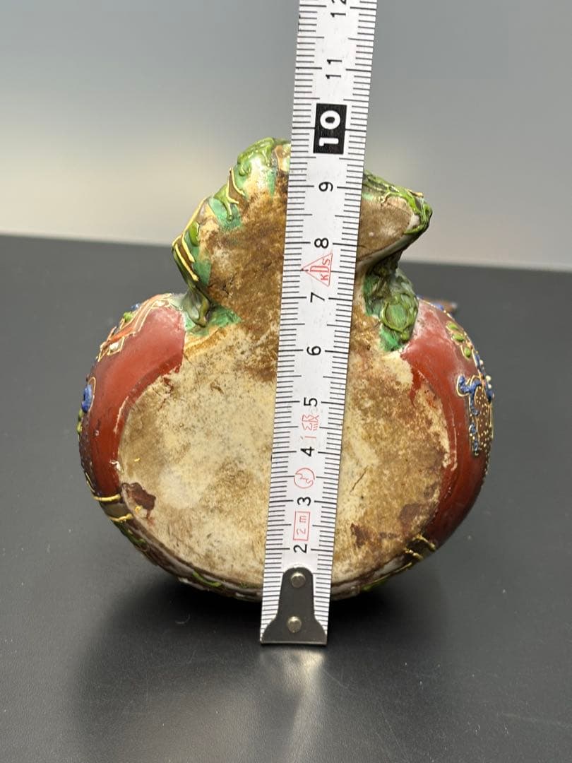 古九谷造 金襴手 金彩色絵細密絵付 布袋像 古陶磁製 薩摩焼