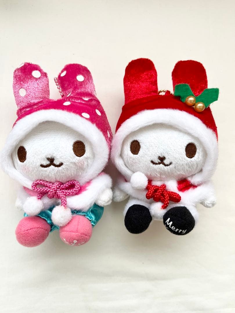 うさずきん ぬいぐるみマスコットキーホルダー 2点 水玉＆クリスマス