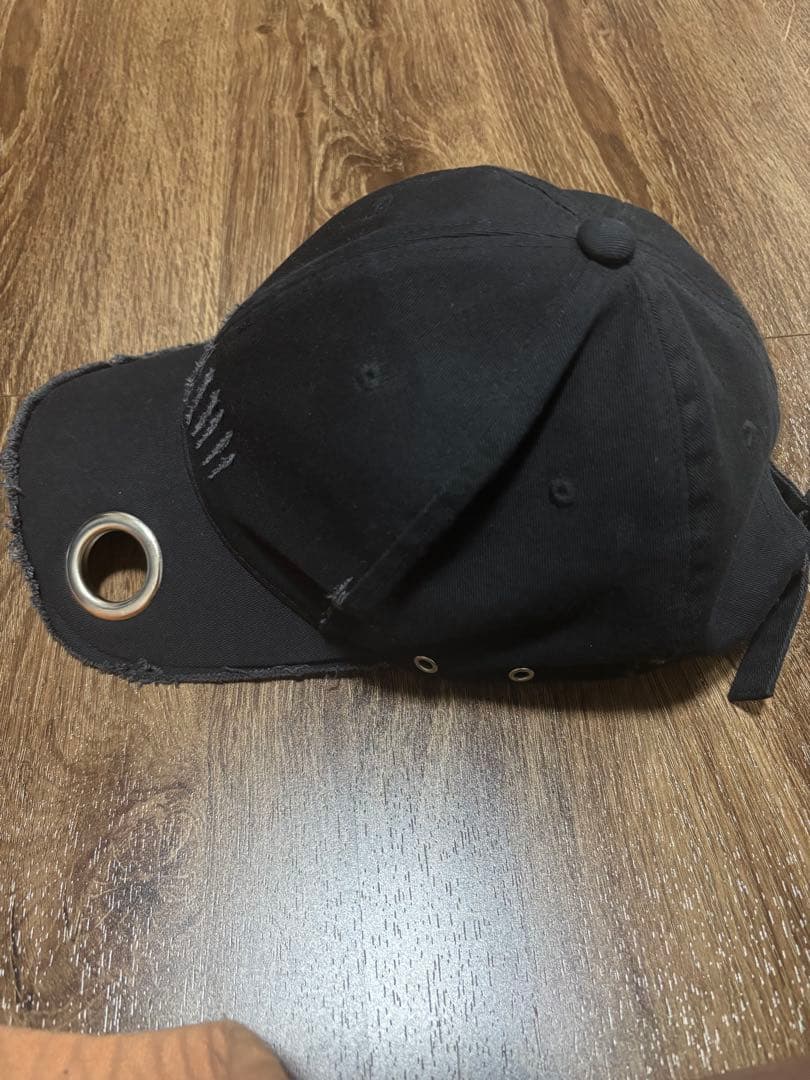 GRANCY】アイレットデザイン ダメージキャップ ブラック 黒