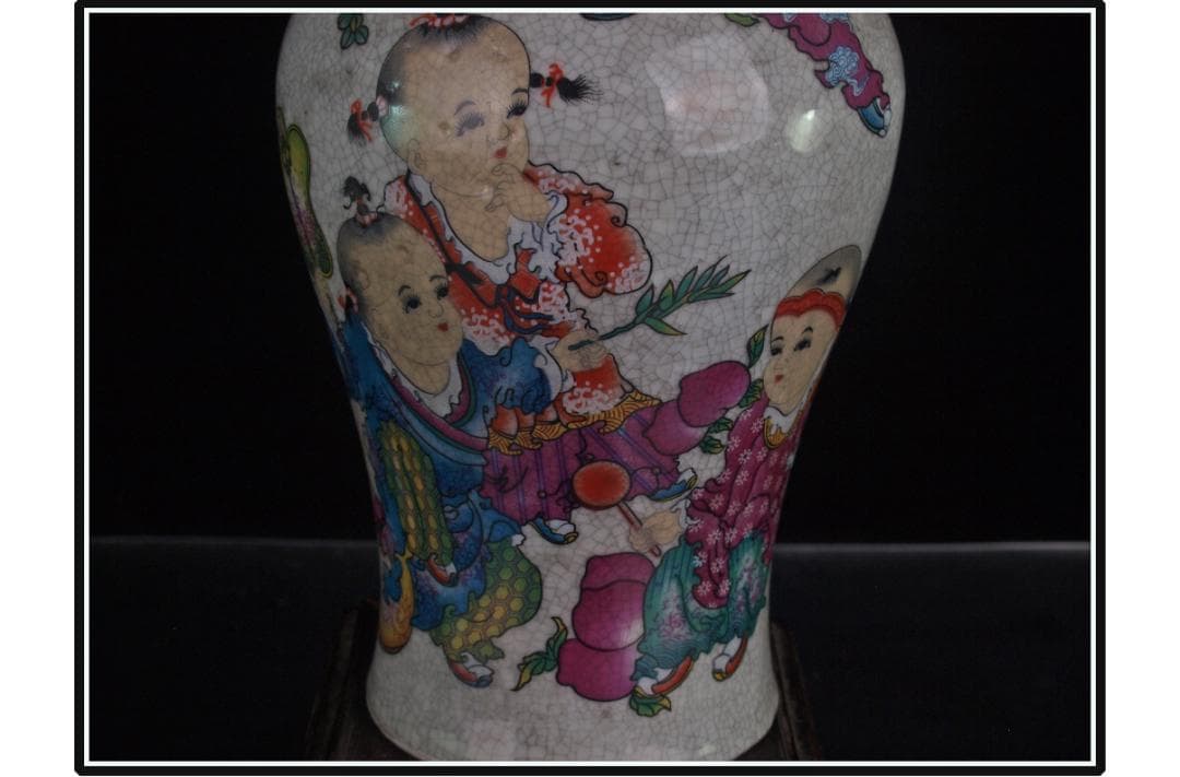 中国 清時代　在銘手描き花瓶 美術品　激安骨董品古美術 DE978B14-2