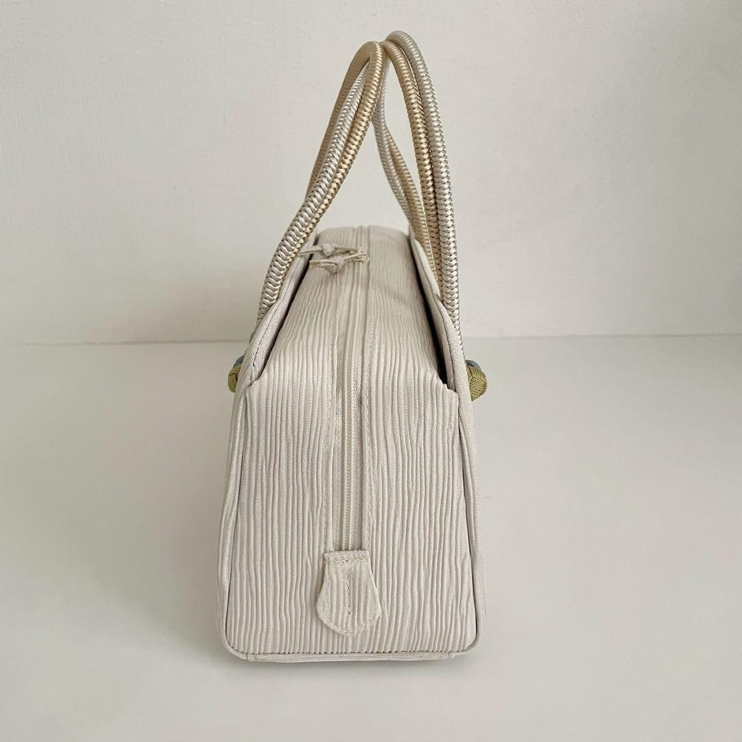 和装バッグ　横長　利休　バッグ　小田巻　淡い藤色　正絹　日本製