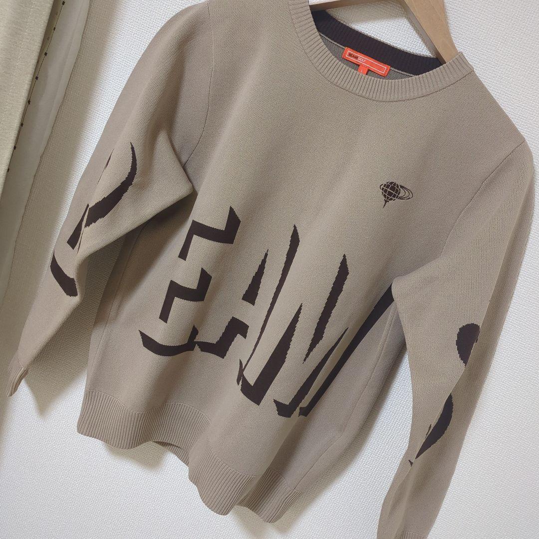 ★新品★BEAMS　GOLF　シャドーロゴジャガードクルーネックニット　L