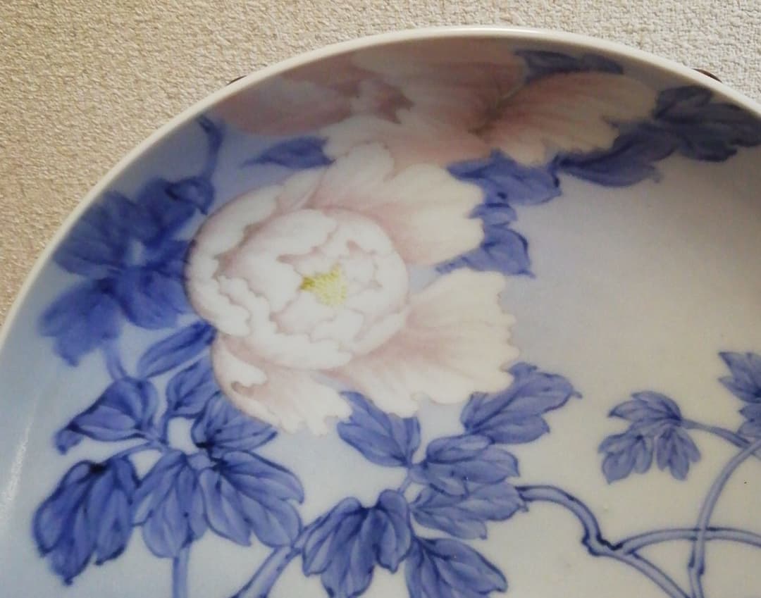 有田工業学校　鍋島　桜図　染付　皿　食器