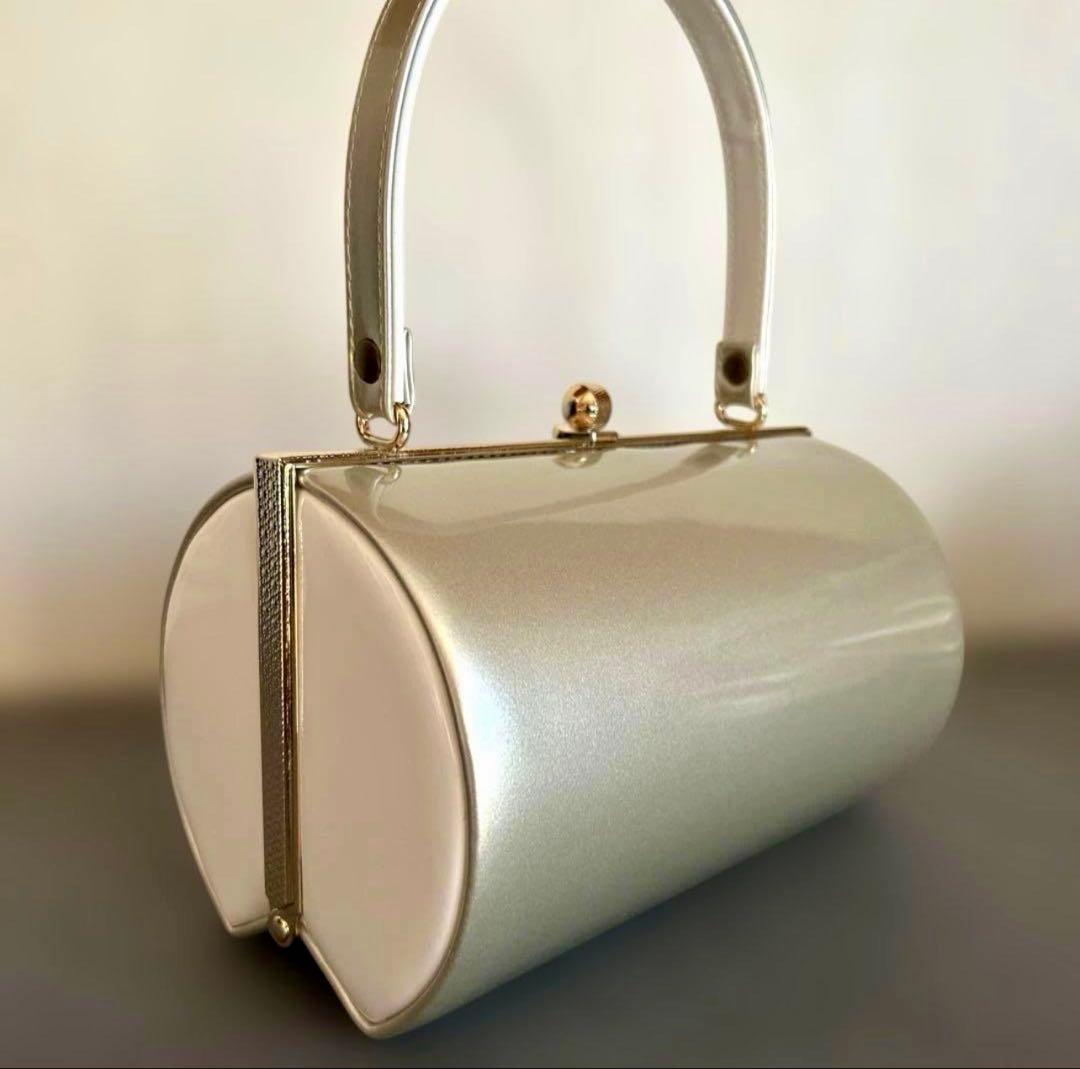 エナメル厚底草履バッグセット／シャンパンゴールド×ホワイト