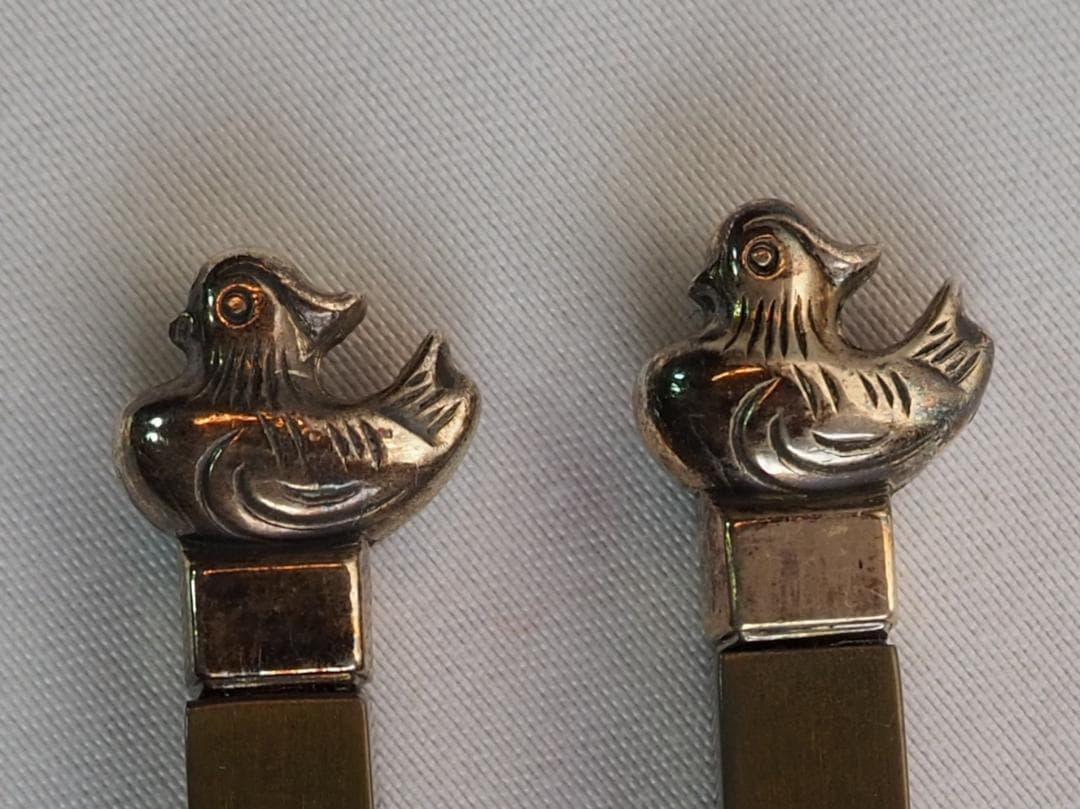 木村清雲造『南鐐鳥頭火箸』共箱