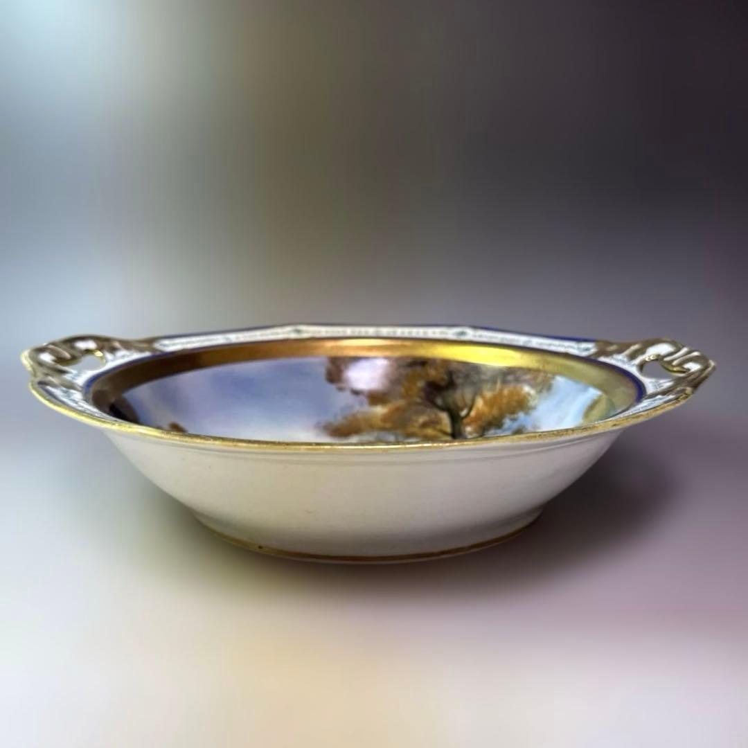 ぼ*ち様 オールドノリタケ 風景画　金彩　ハンドペイント　飾りボウル