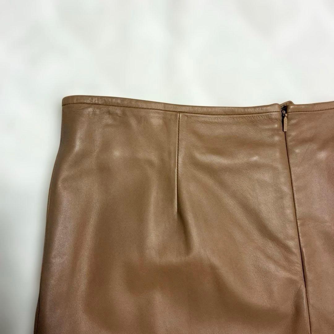 未使用✨LOEWE✨ロエベ ラムレザースカート 羊革 ベージュ　44