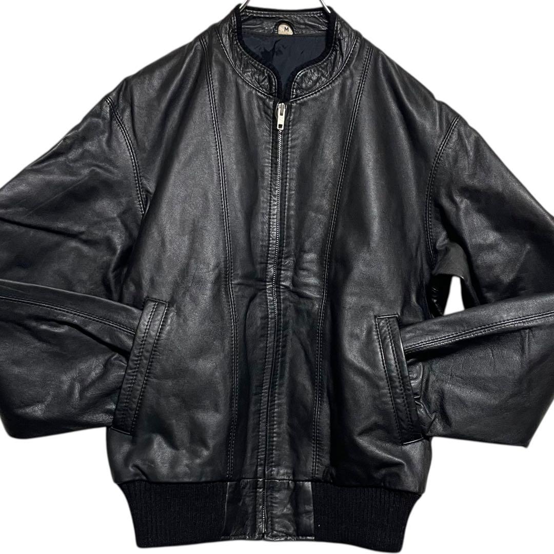 ハードカバーレザーダブルライダースジャケット羊革黒 Horn Works 本革