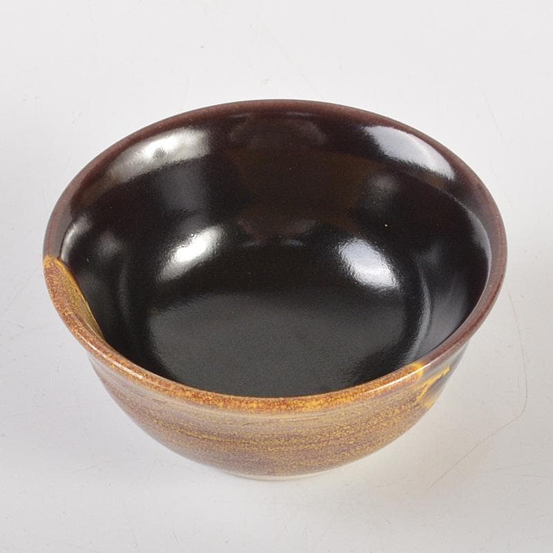 九谷焼 徳田八十吉(正彦)造 黒釉 ぐい呑 酒盃 共箱 V 6589