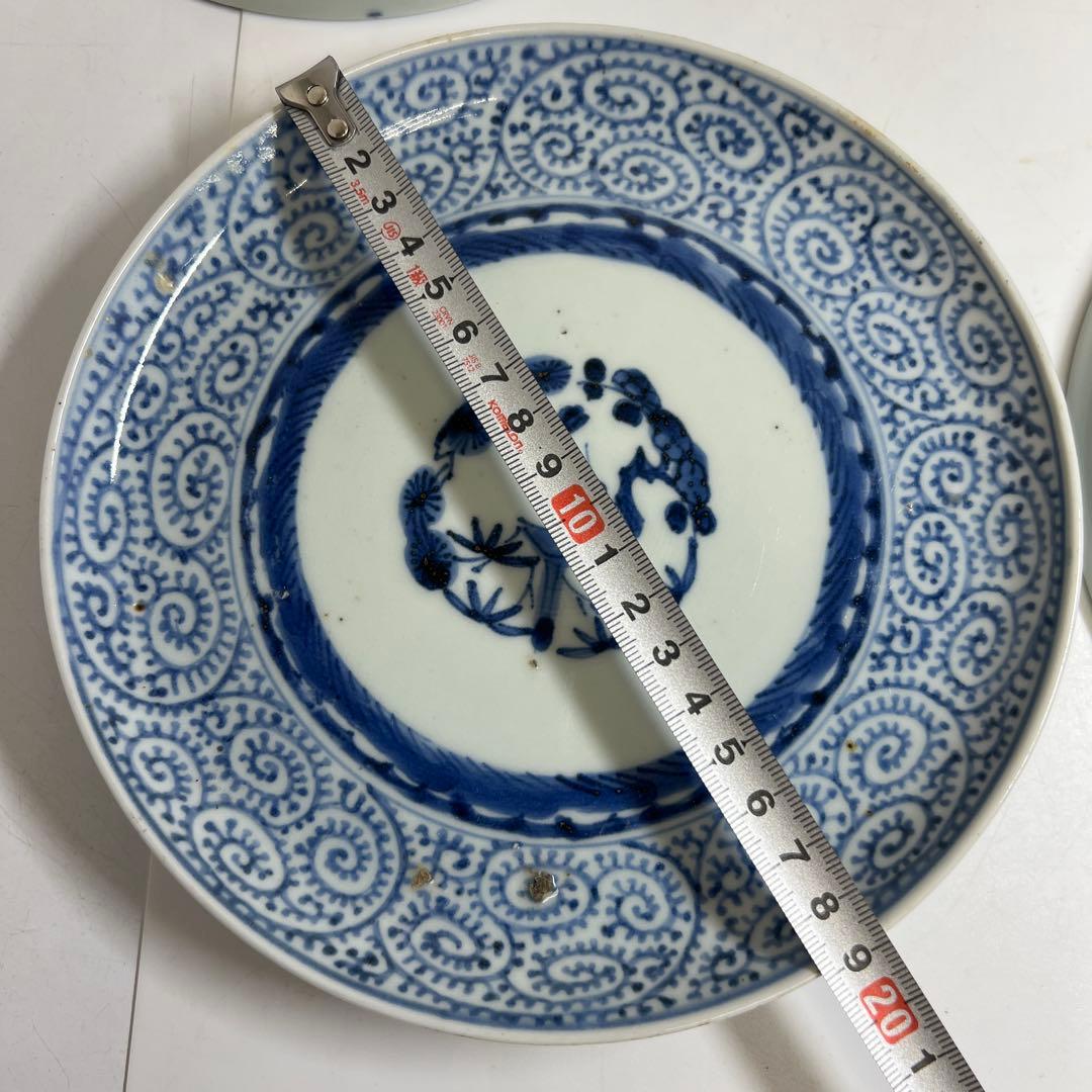 江戸後期 古伊万里 蛸唐草七寸皿5枚 直径約19㎝ 東