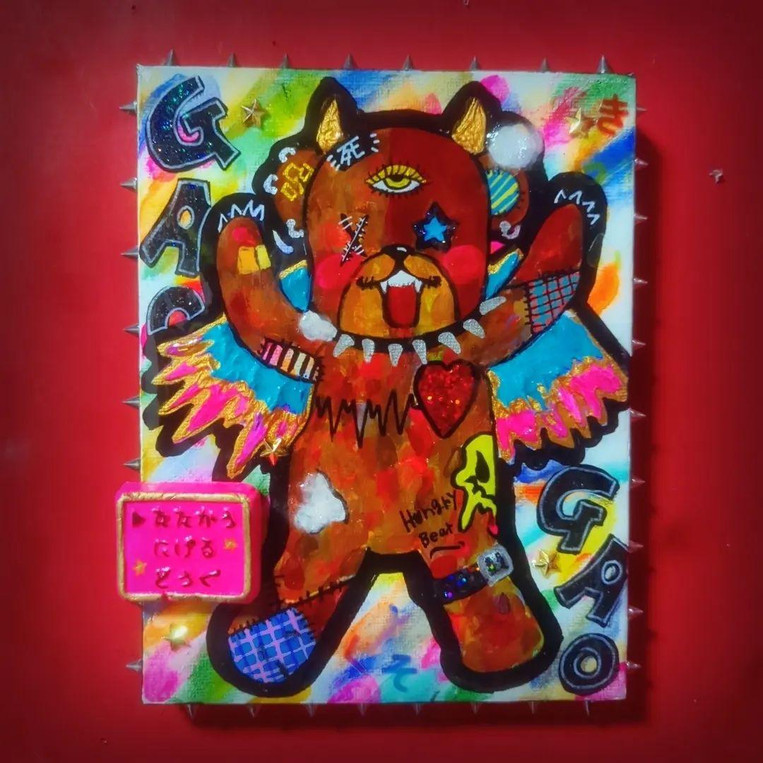 一点物イラストアート】Killer Bear【F0号】現代アート