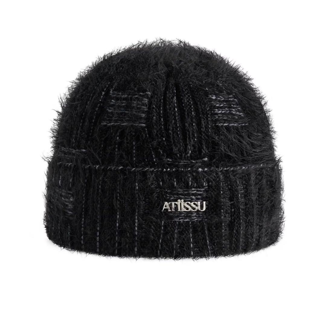 atiissu ビーニー ニット帽 ブラック 正規品 タグ付き - メルカリ