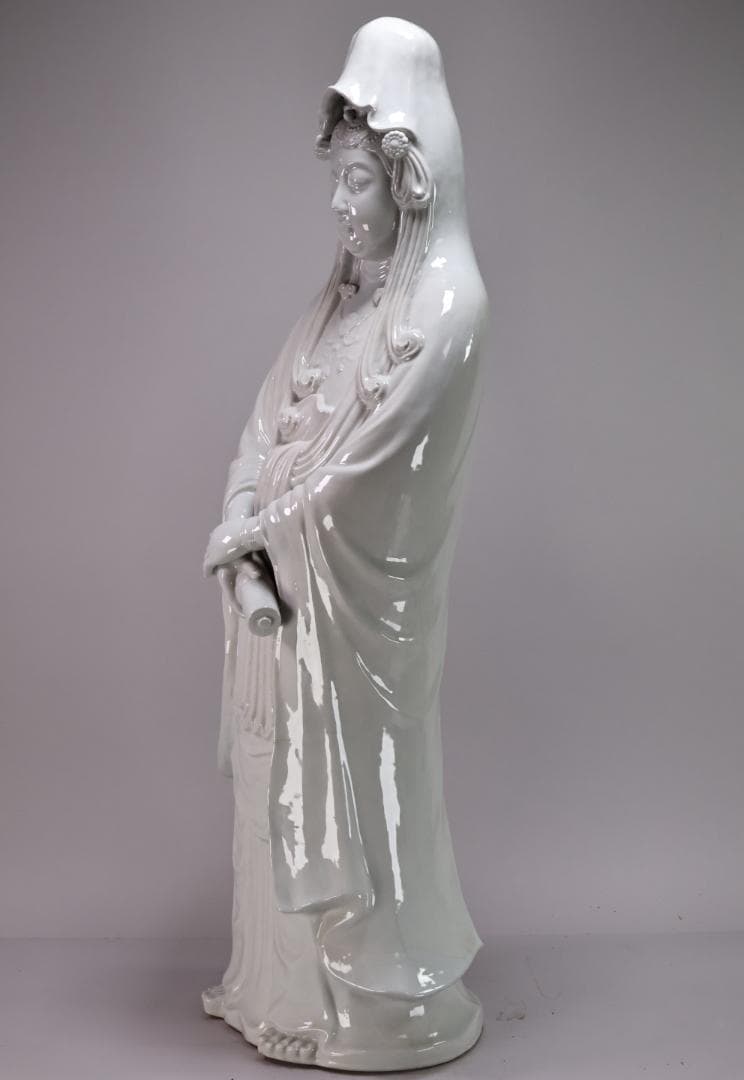 仏教美術　九谷焼　峰光作　特大　聖観音菩薩立像　願掛け　高さ94㎝　BK120