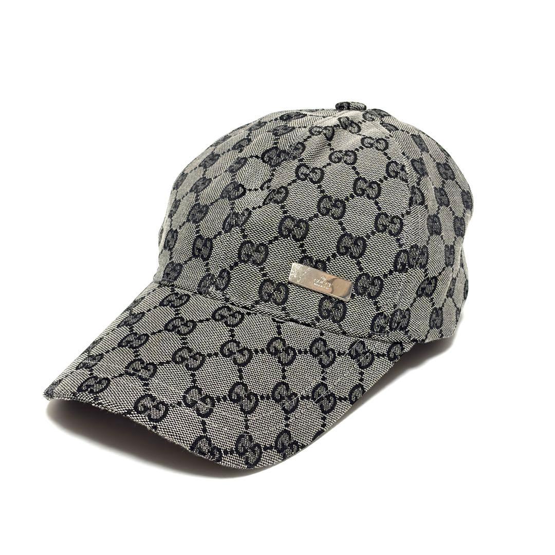 GUCCI グッチ GGキャンバス キャップ グレー ブラック GGパターン