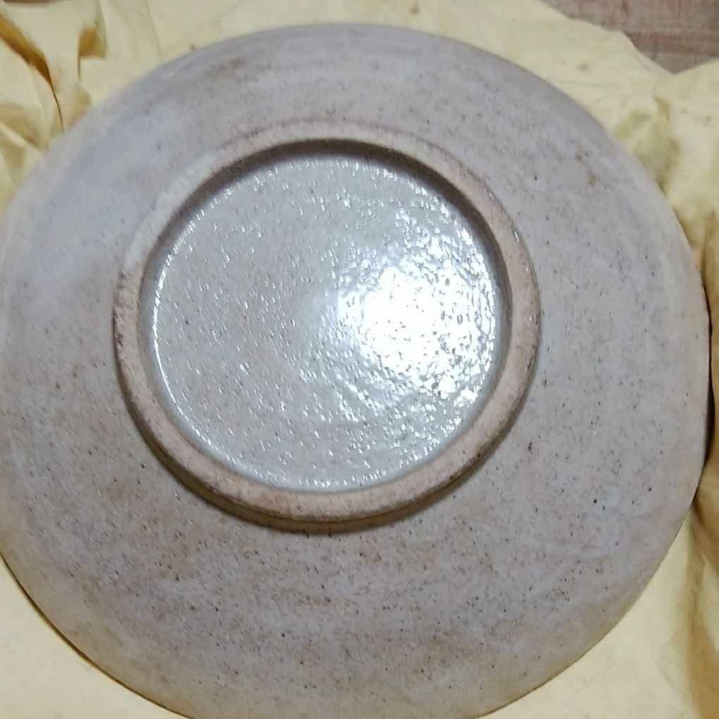 益子焼大皿/鉄釉牛之図絵皿/米田寛/2021干支/共箱/インテリア/