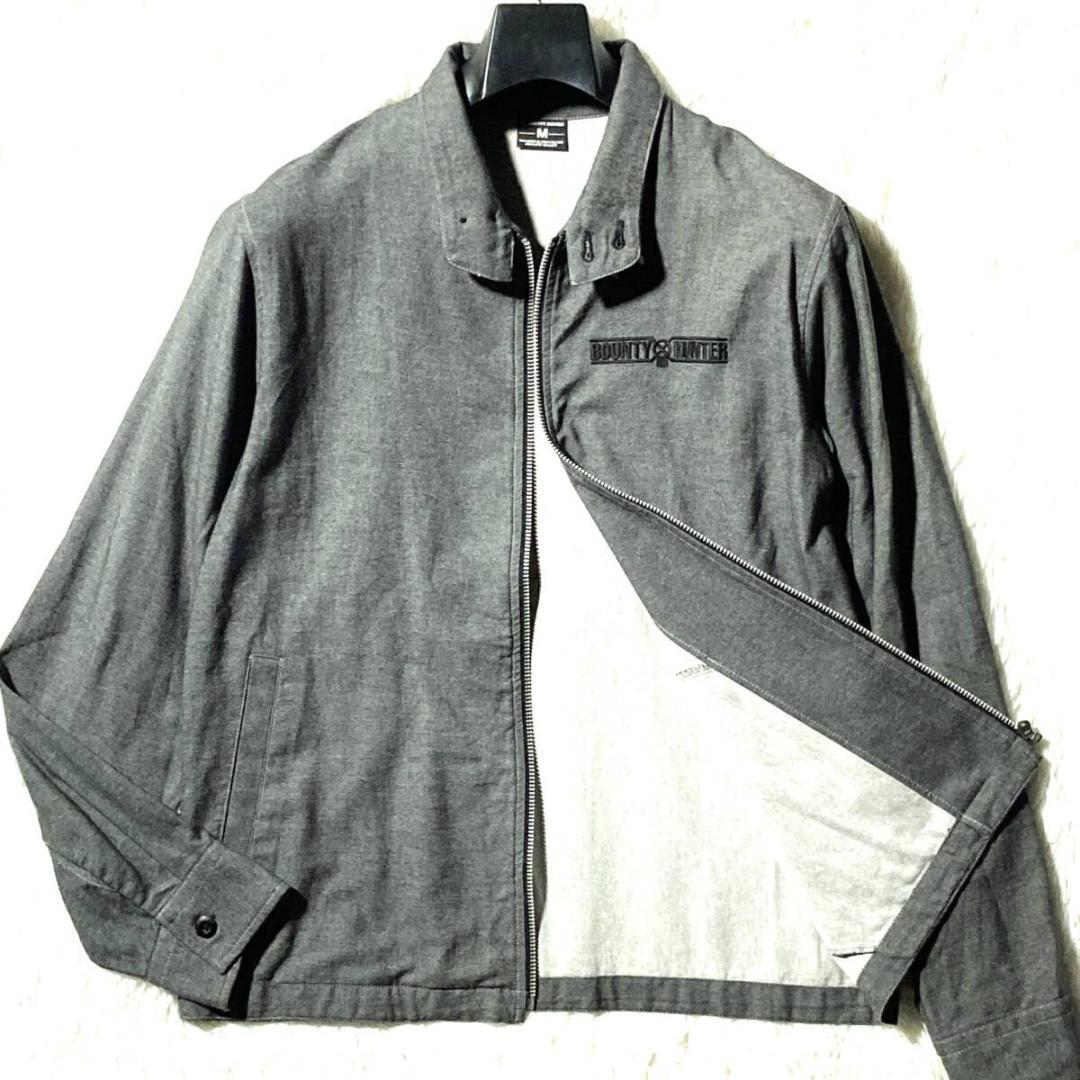 BOUNTY HUNTER☆胸ロゴ刺繍ドリズラージャケット スイングトップ 灰M