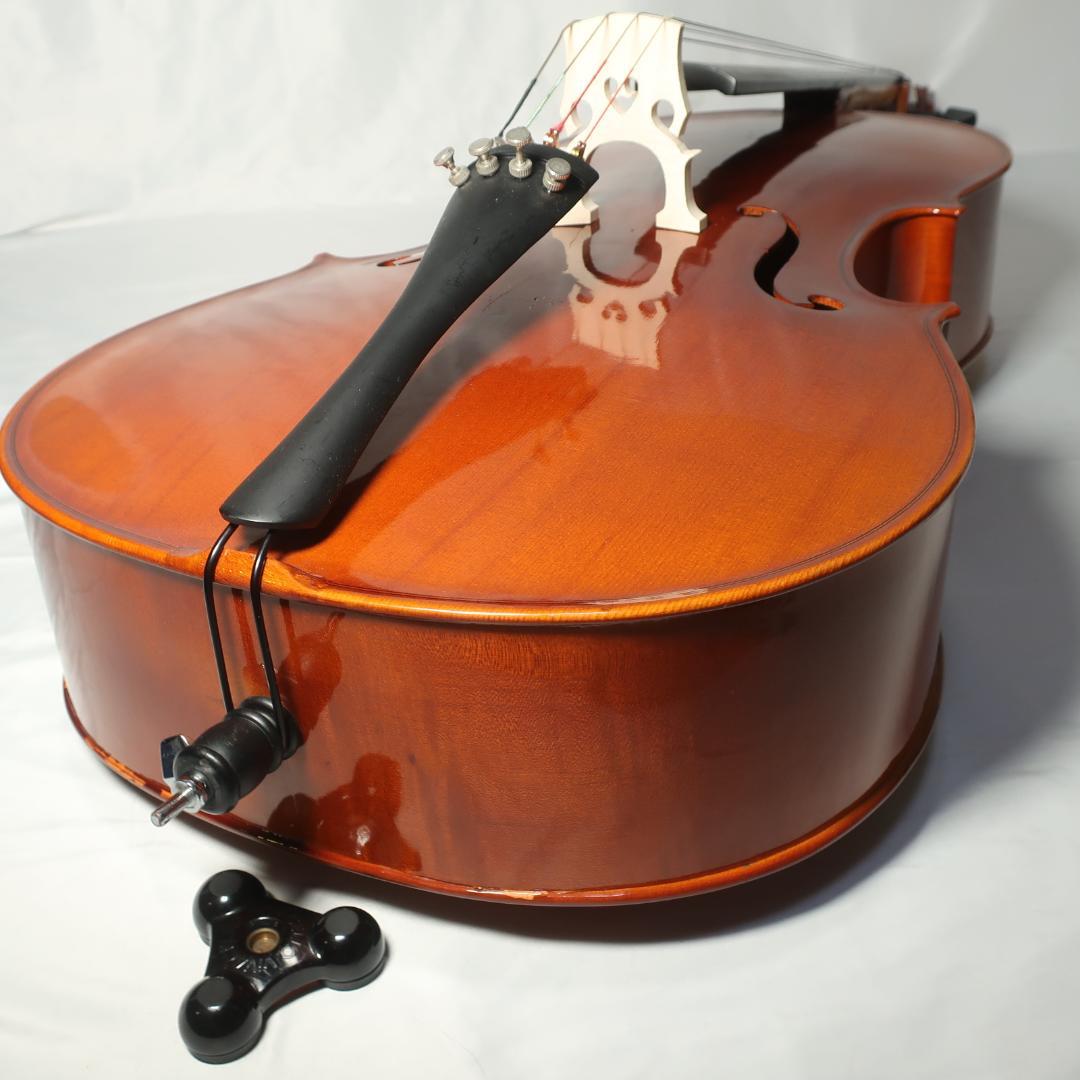 チェロ ケース付 4/4サイズ 全長約125cm トップ単板 ひび割れあり