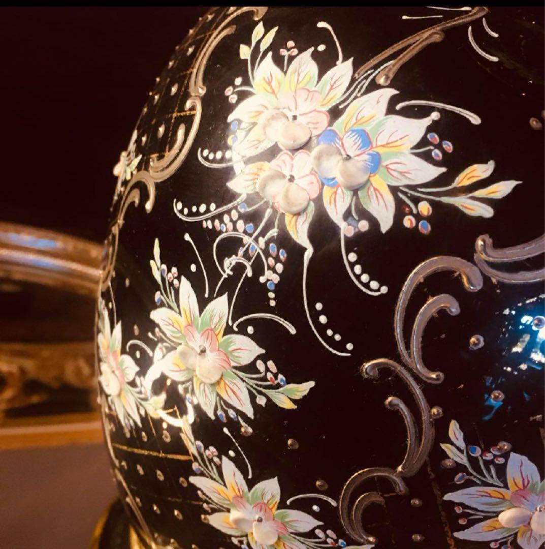 湯布院アンティーク イタリア ムラーノベネチアンガラス 大花瓶 黒