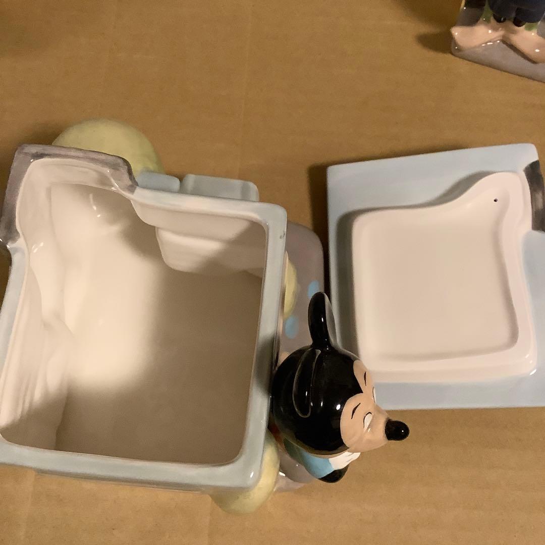 ディズニー ミッキー・ミニー・グーフィー 陶器フィギュア 収納容器