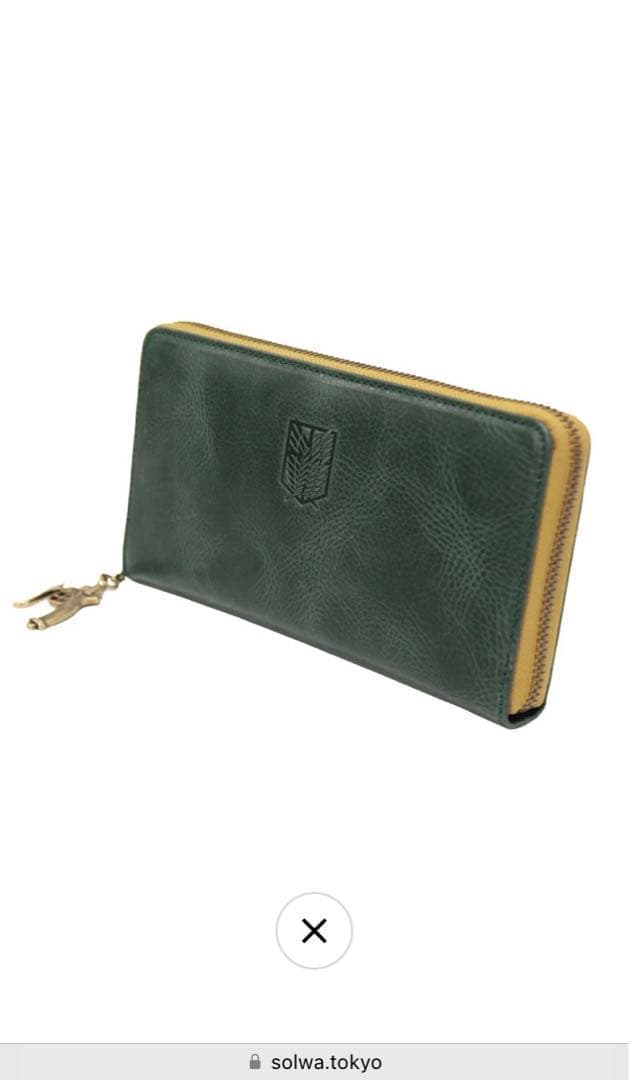 進撃の巨人 SOLWAコラボ レザーラウンドウォレット(長財布)グリーン