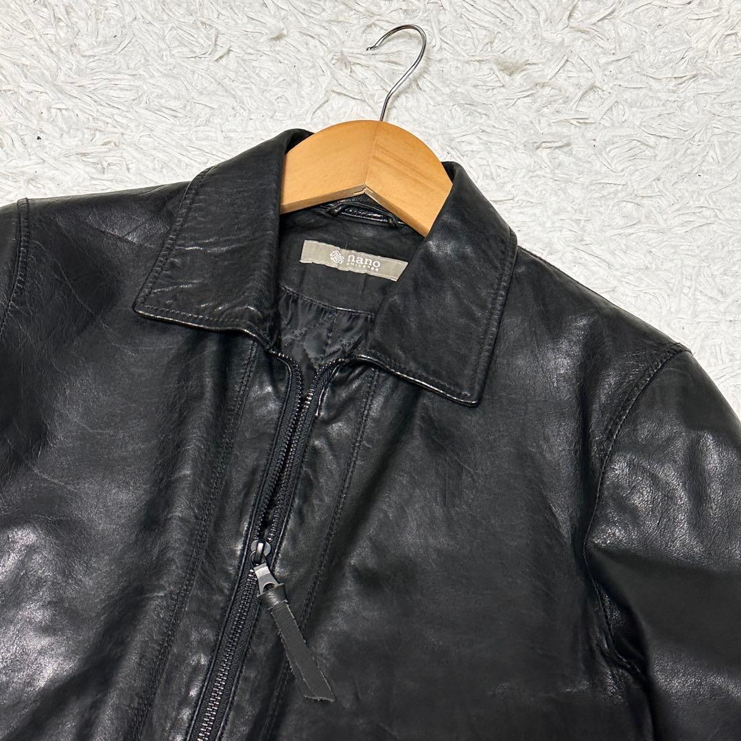 ナノユニバース キルティング シングルライダース ラムレザー