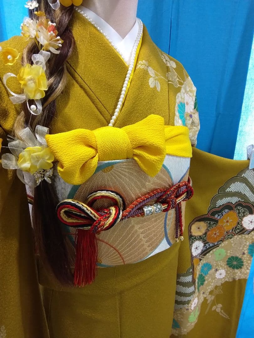 振袖フルセット、正絹絞り成人式、重ね衿帯揚げ帯締め、西陣袋帯、襦袢