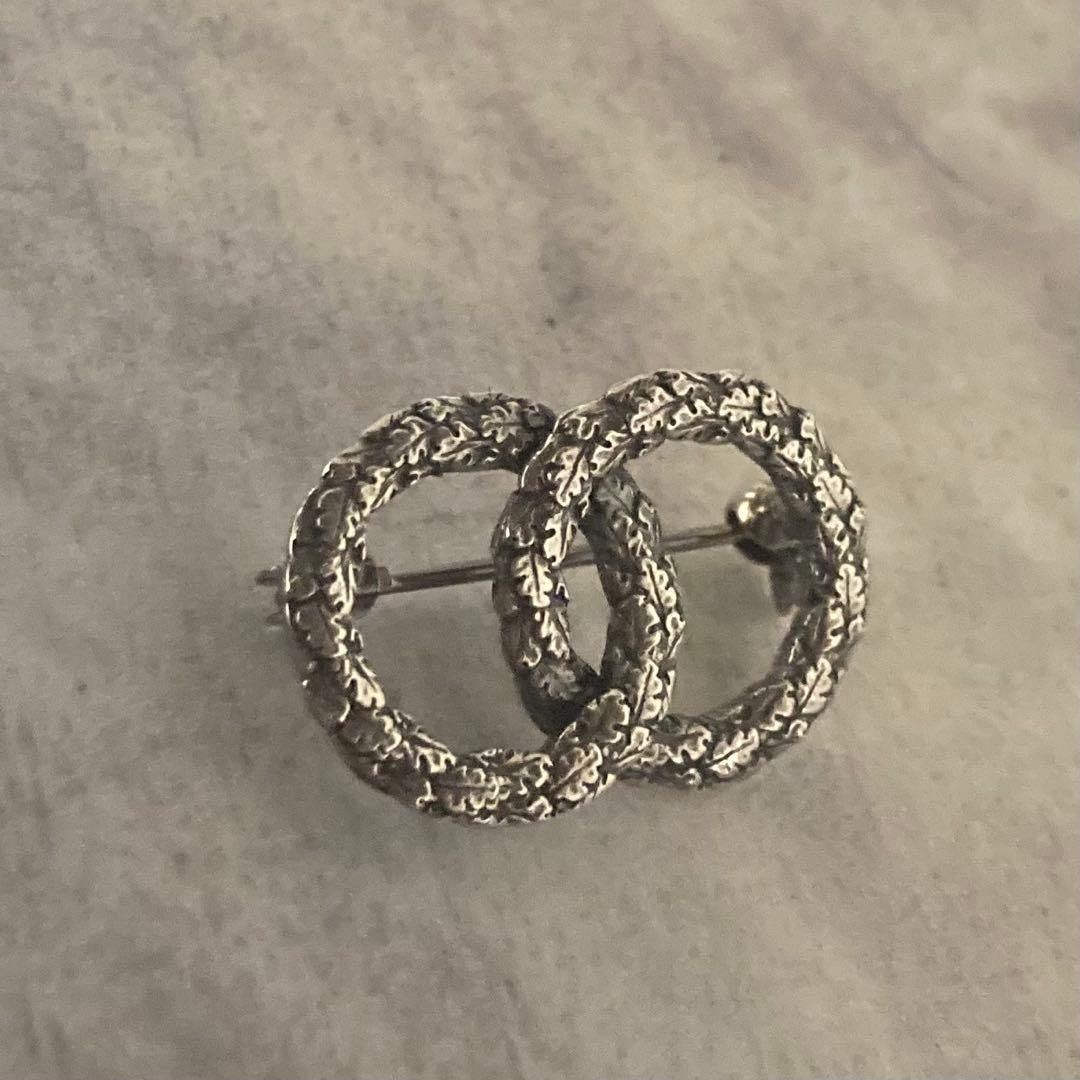 ヴィンテージ＊N.E.FROM ブローチ　ダブルリング　リーフ　シルバー　北欧