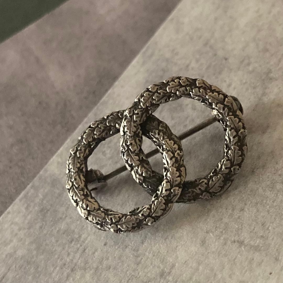 ヴィンテージ＊N.E.FROM ブローチ　ダブルリング　リーフ　シルバー　北欧