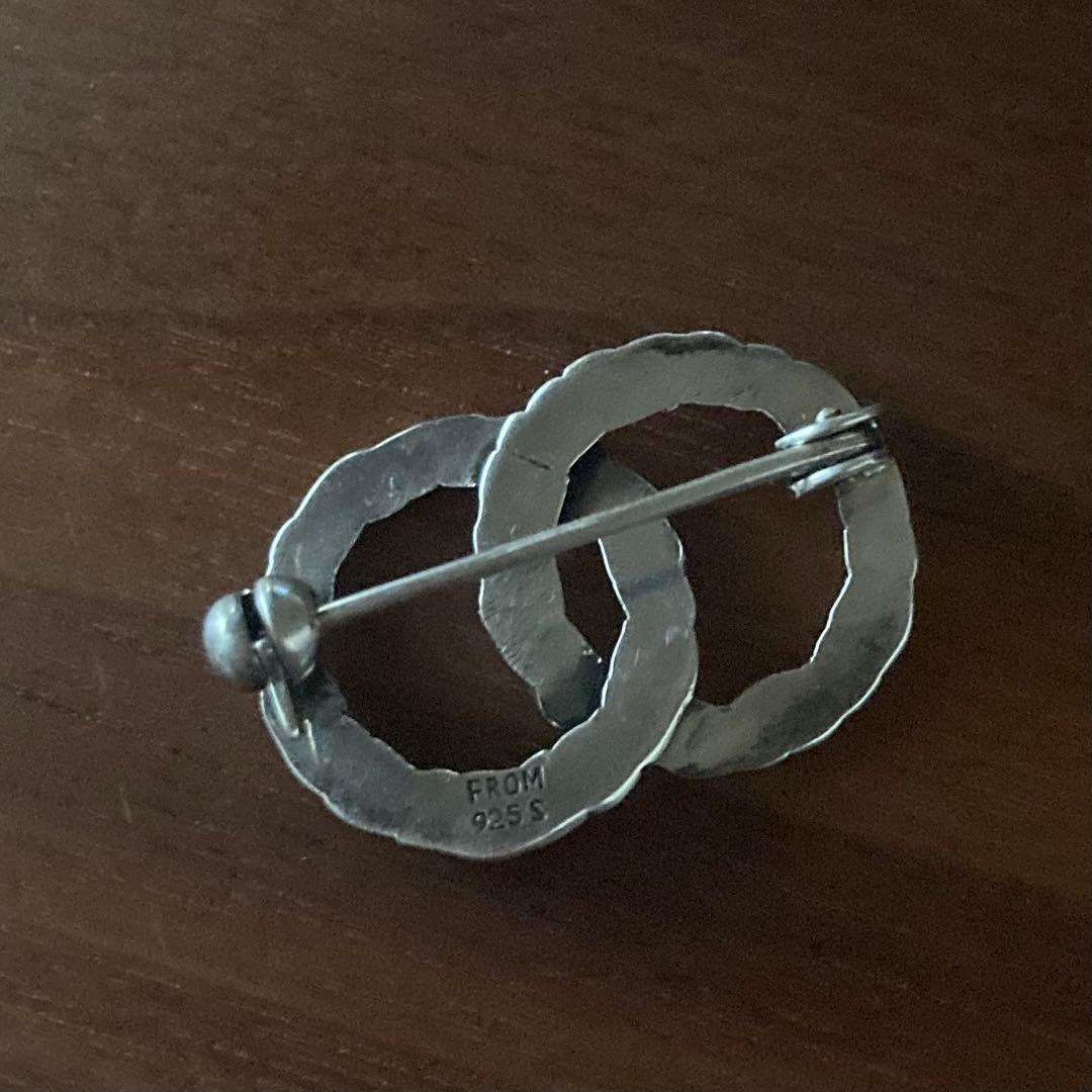 ヴィンテージ＊N.E.FROM ブローチ　ダブルリング　リーフ　シルバー　北欧