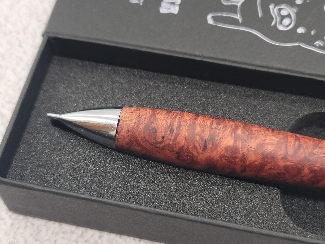 PG5木軸カスタム0223 高村杢工房 製図用シャープペンシル 花梨瘤紅白