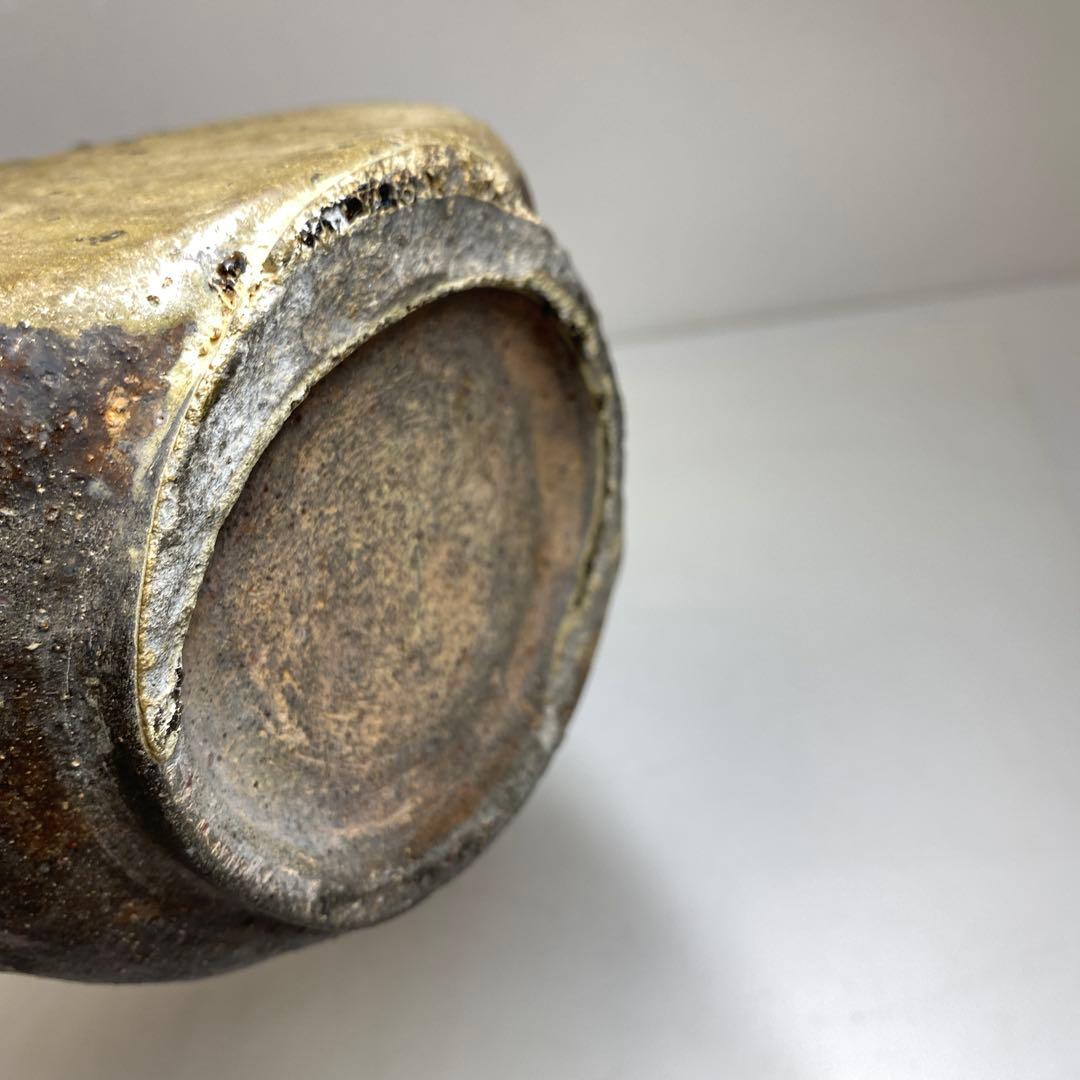 平安朝時代 桂又三郎極古備前扁鼓徳利 極〆箱付 高22