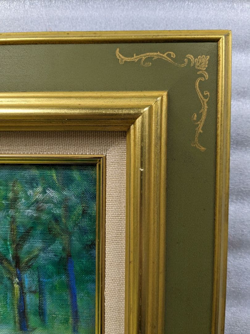 画家haru☆油彩画F4号☆水面に咲く薔薇☆原画☆一点