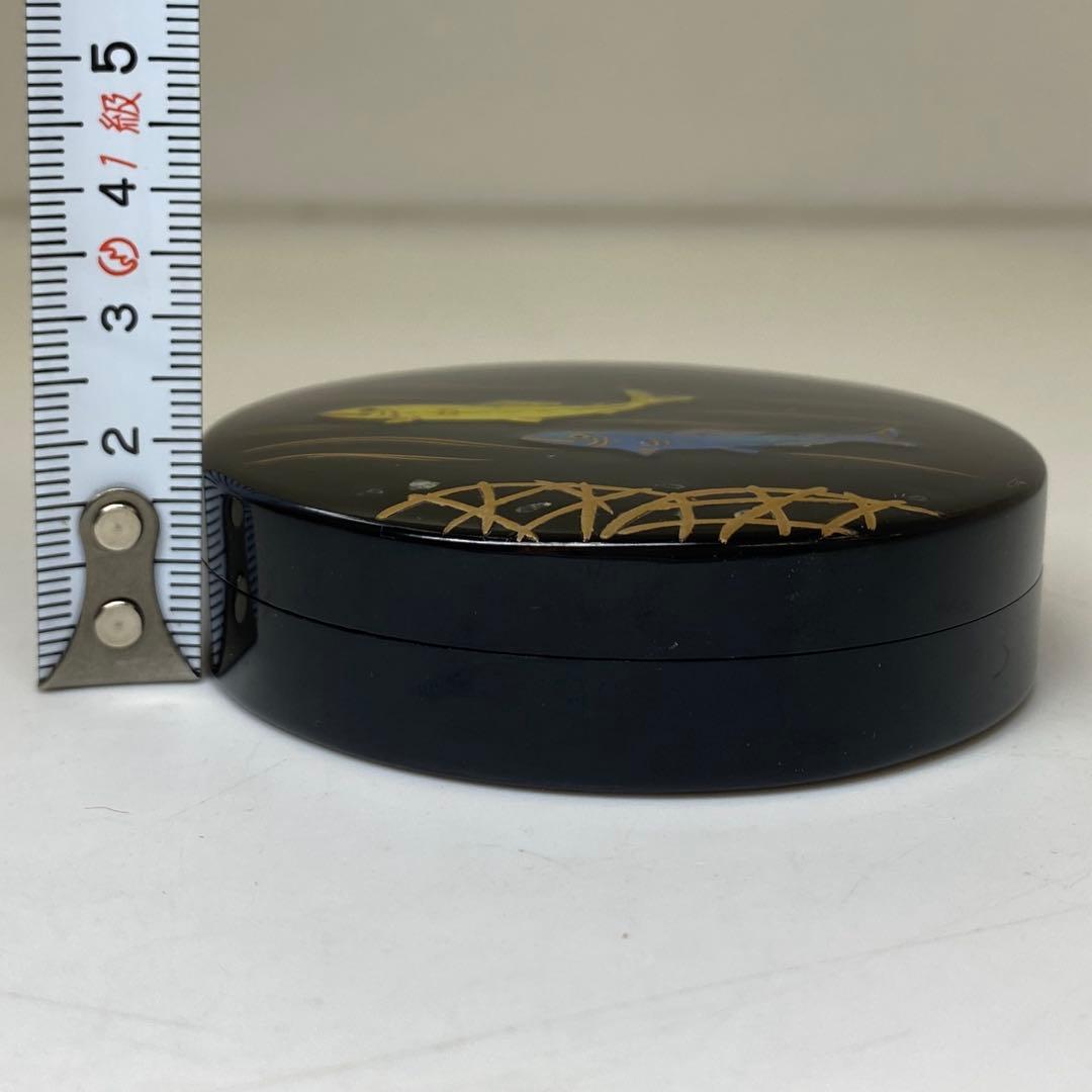 芳 鮎 青貝蒔絵 内築地香合 共箱 w6.3cm 東キ7-1114☆2F